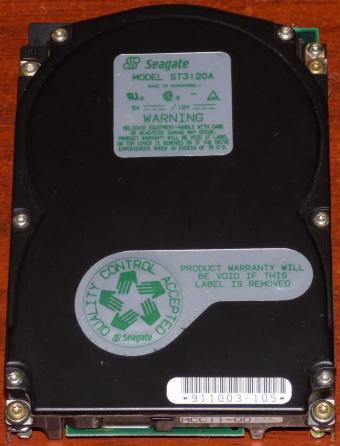 Seagate Model ST3120A 107MB HDD IDE Singapore 1991